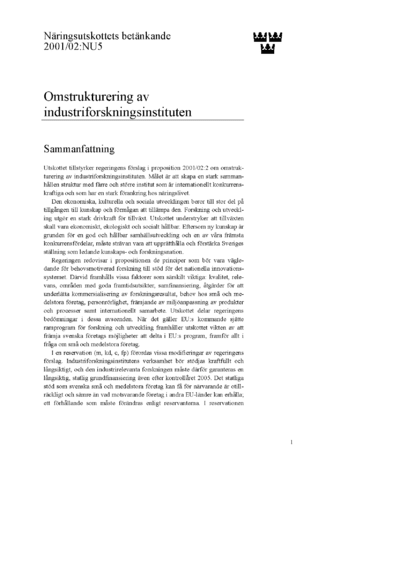 Omslaget till bet. 2001/02:NU5