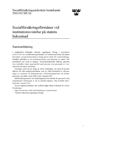 Omslaget till bet. 2001/02:SfU16
