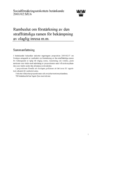 Omslaget till bet. 2001/02:SfU6