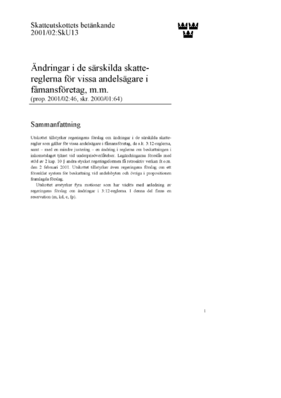 Omslaget till bet. 2001/02:SkU13