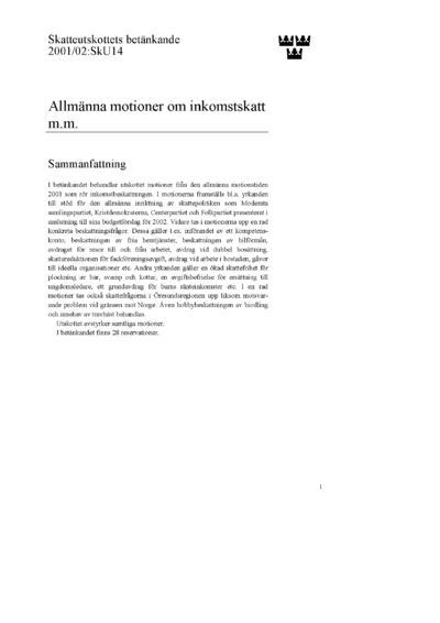 Omslaget till bet. 2001/02:SkU14