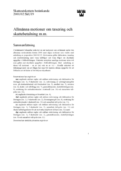 Omslaget till bet. 2001/02:SkU19