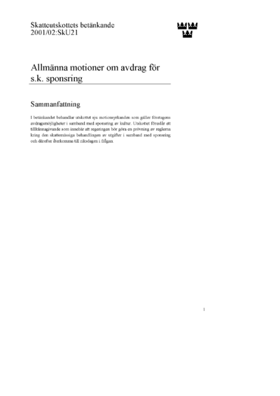 Omslaget till bet. 2001/02:SkU21