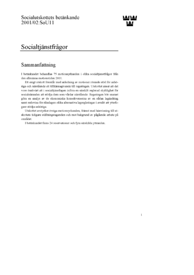 Omslaget till bet. 2001/02:SoU11