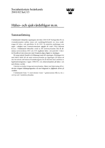 Omslaget till bet. 2001/02:SoU13