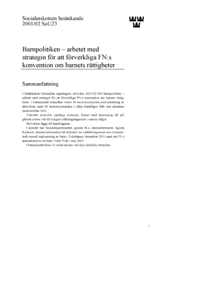 Omslaget till bet. 2001/02:SoU23