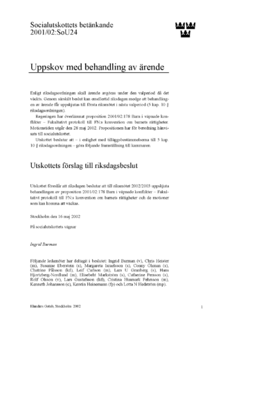 Omslaget till bet. 2001/02:SoU24