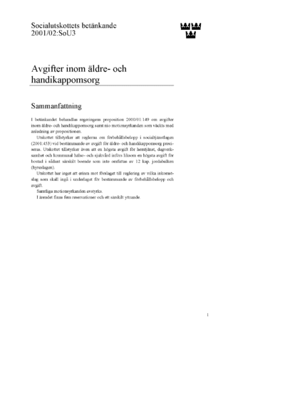Omslaget till bet. 2001/02:SoU3