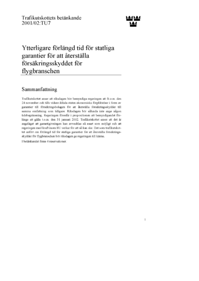 Omslaget till bet. 2001/02:TU7