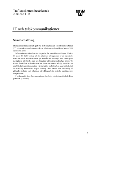 Omslaget till bet. 2001/02:TU8