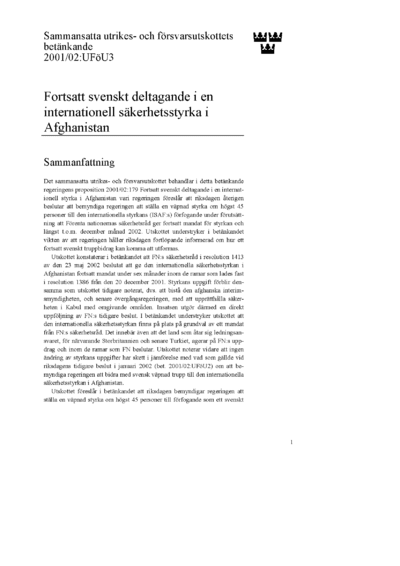 Omslaget till bet. 2001/02:UFöU3