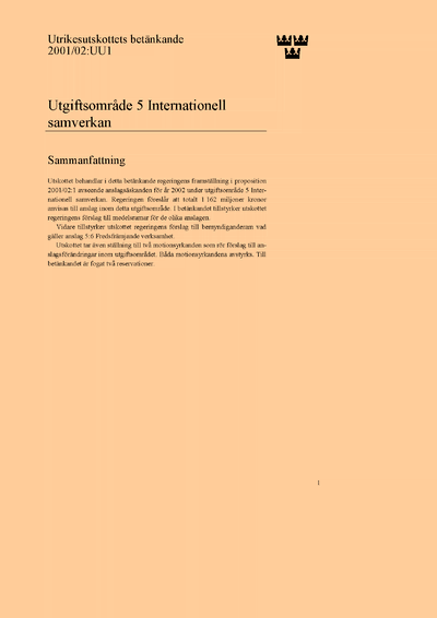 Omslaget till bet. 2001/02:UU1