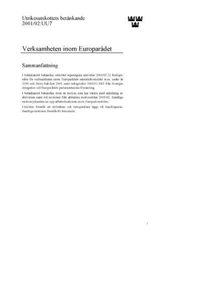 Omslaget till bet. 2001/02:UU7