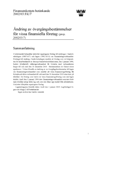 Omslaget till bet. 2002/03:FiU7