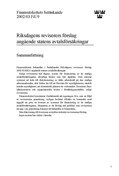 Omslaget till bet. 2002/03:FiU9