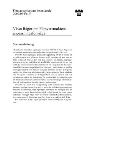 Omslaget till bet. 2002/03:FöU3