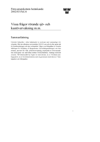 Omslaget till bet. 2002/03:FöU4