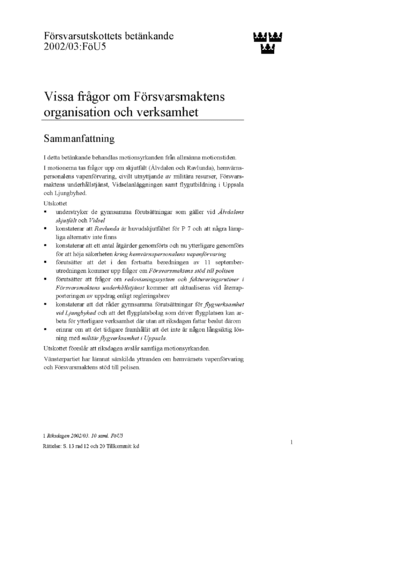 Omslaget till bet. 2002/03:FöU5