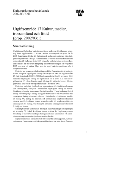 Omslaget till bet. 2002/03:KrU1