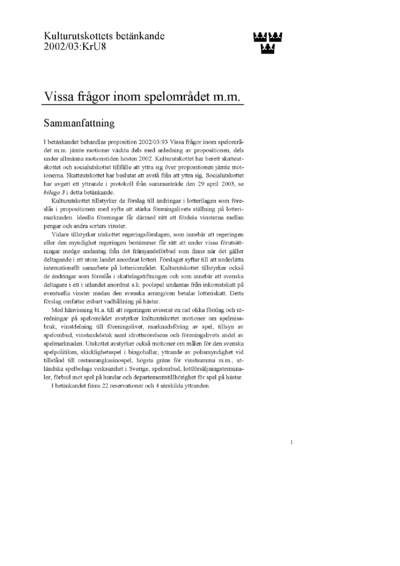 Omslaget till bet. 2002/03:KrU8