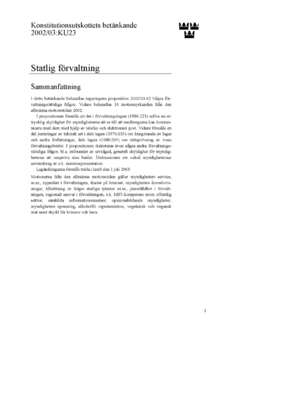 Omslaget till bet. 2002/03:KU23