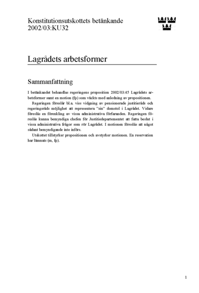 Omslaget till bet. 2002/03:KU32