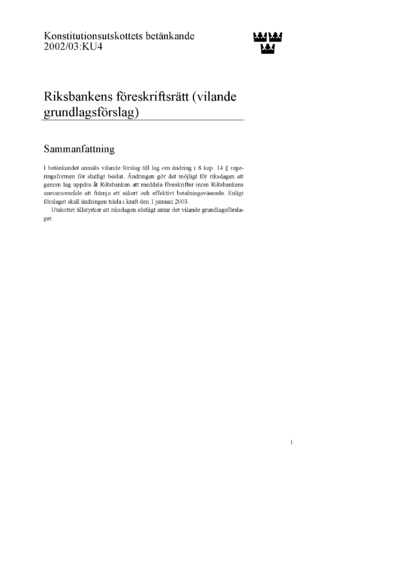 Omslaget till bet. 2002/03:KU4