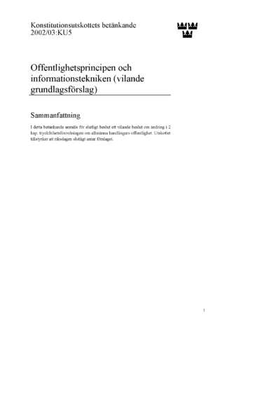 Omslaget till bet. 2002/03:KU5