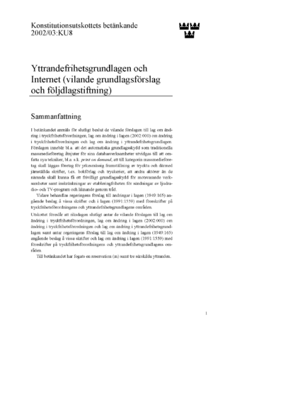 Omslaget till bet. 2002/03:KU8