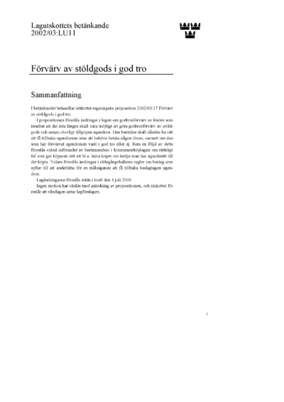 Omslaget till bet. 2002/03:LU11