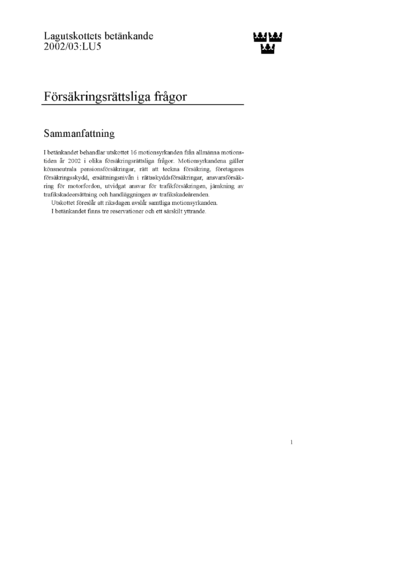 Omslaget till bet. 2002/03:LU5