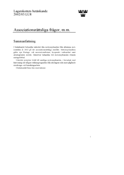 Omslaget till bet. 2002/03:LU8