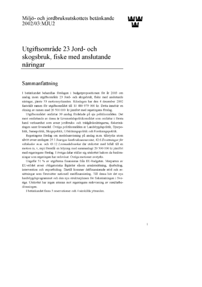 Omslaget till bet. 2002/03:MJU2