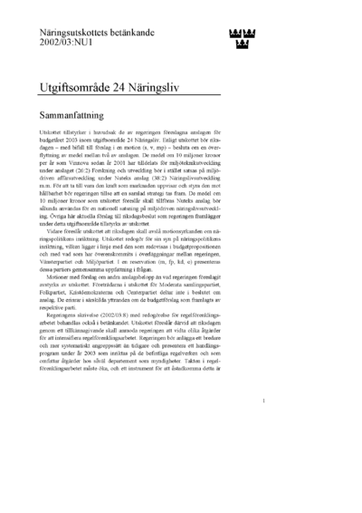 Omslaget till bet. 2002/03:NU1