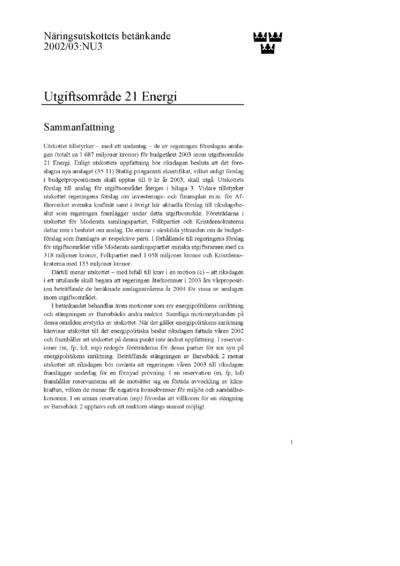 Omslaget till bet. 2002/03:NU3