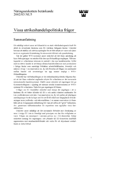 Omslaget till bet. 2002/03:NU5