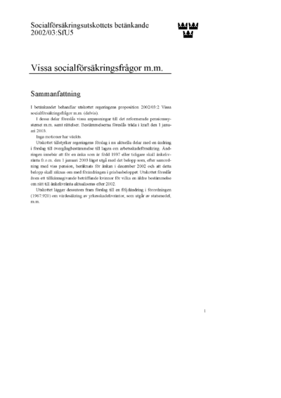 Omslaget till bet. 2002/03:SfU5