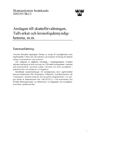 Omslaget till bet. 2002/03:SkU1