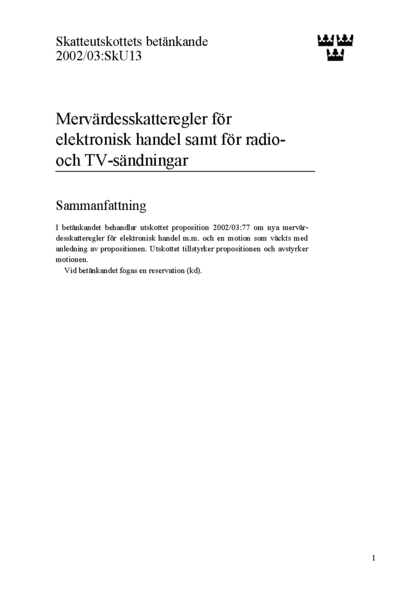 Omslaget till bet. 2002/03:SkU13