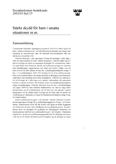 Omslaget till bet. 2002/03:SoU15