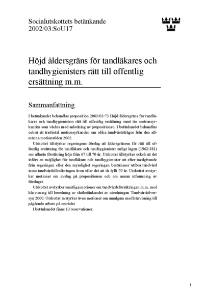 Omslaget till bet. 2002/03:SoU17