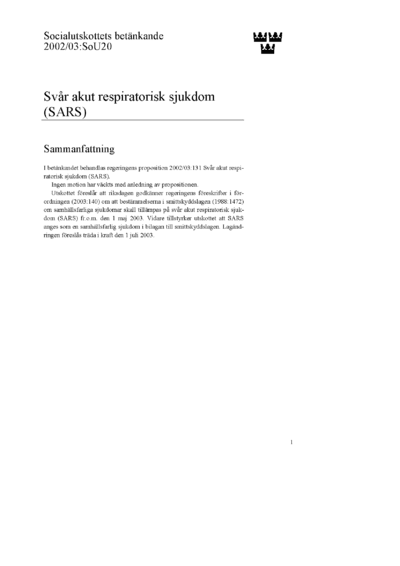 Omslaget till bet. 2002/03:SoU20