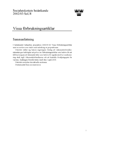 Omslaget till bet. 2002/03:SoU8