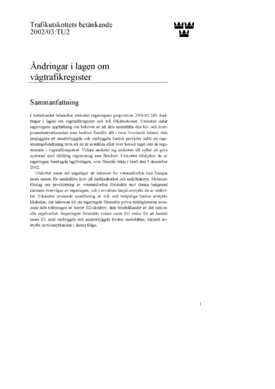 Omslaget till bet. 2002/03:TU2