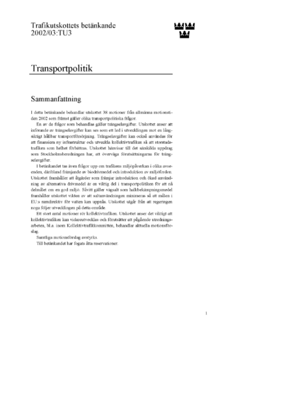 Omslaget till bet. 2002/03:TU3