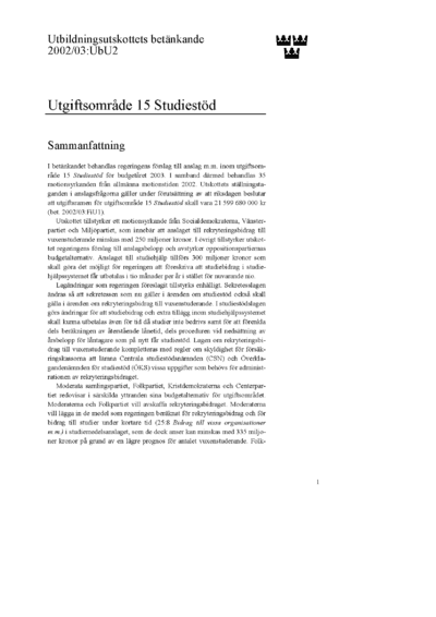 Omslaget till bet. 2002/03:UbU2