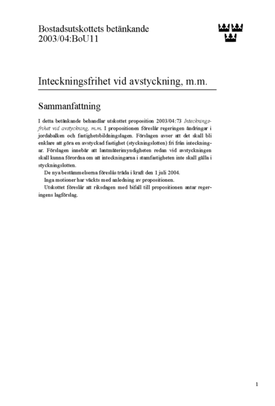 Omslaget till bet. 2003/04:BoU11