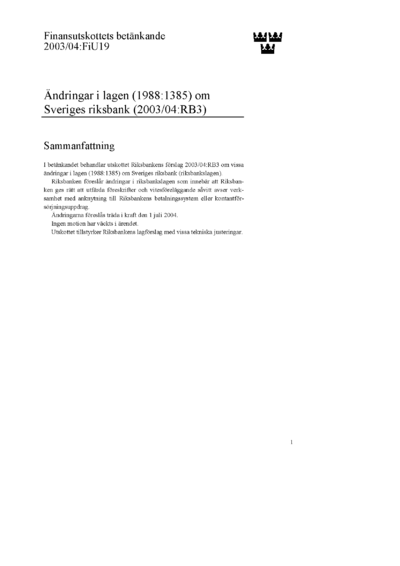 Omslaget till bet. 2003/04:FiU19