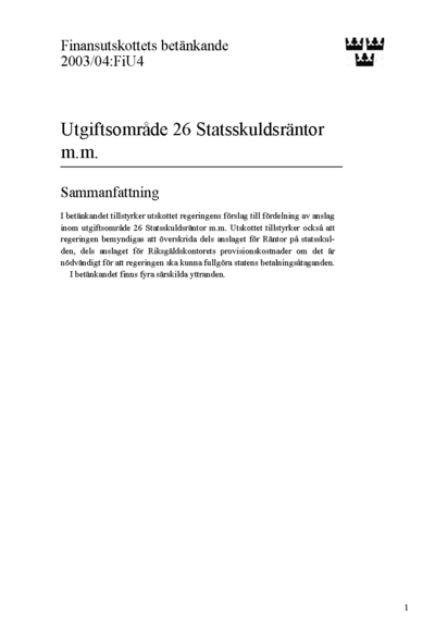Omslaget till bet. 2003/04:FiU4