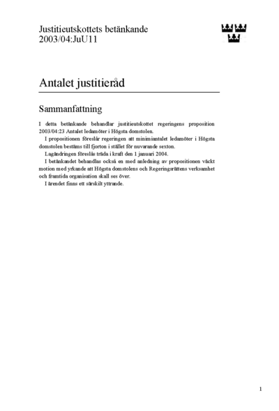 Omslaget till bet. 2003/04:JuU11